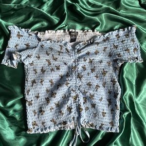 Butterfly print scrunch top